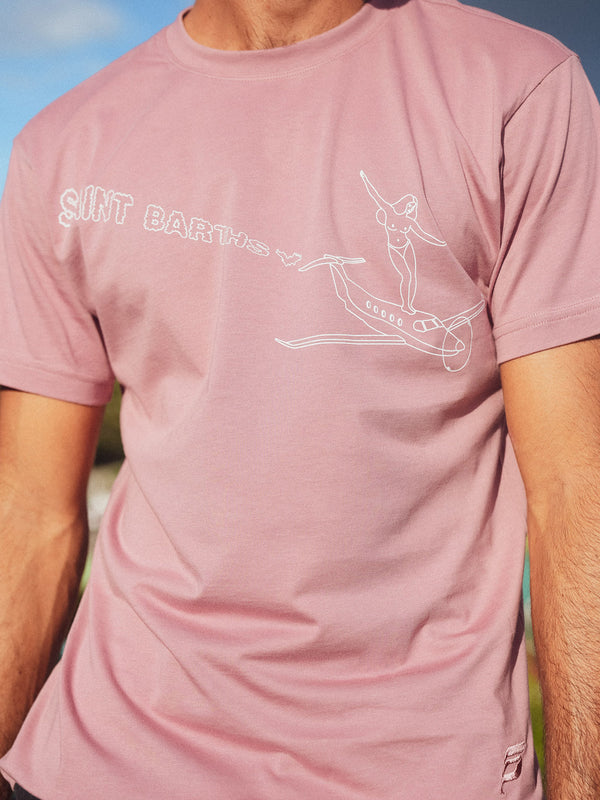 girl surfing plane tee shirt for men
