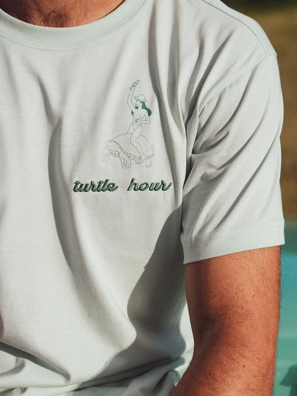 Turtle Hour mint green organic Supima cotton tee