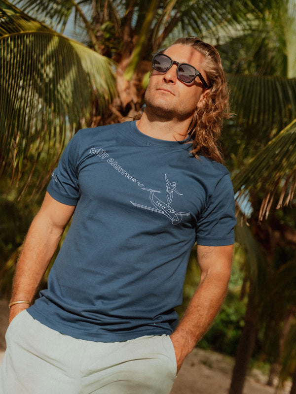 GIRL ON A PLANE TEE NAVY